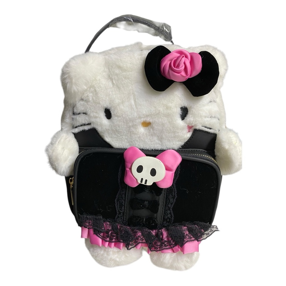 Hello Kitty Plush Backpack with Skull Accent